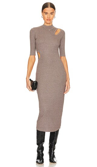 Suvi Rib Midi Dress in Rocky Road Brown | Revolve Clothing (Global)