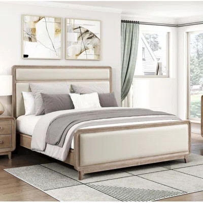 Modern Elegant Queen Bed with Chenille Headboard | Wayfair North America