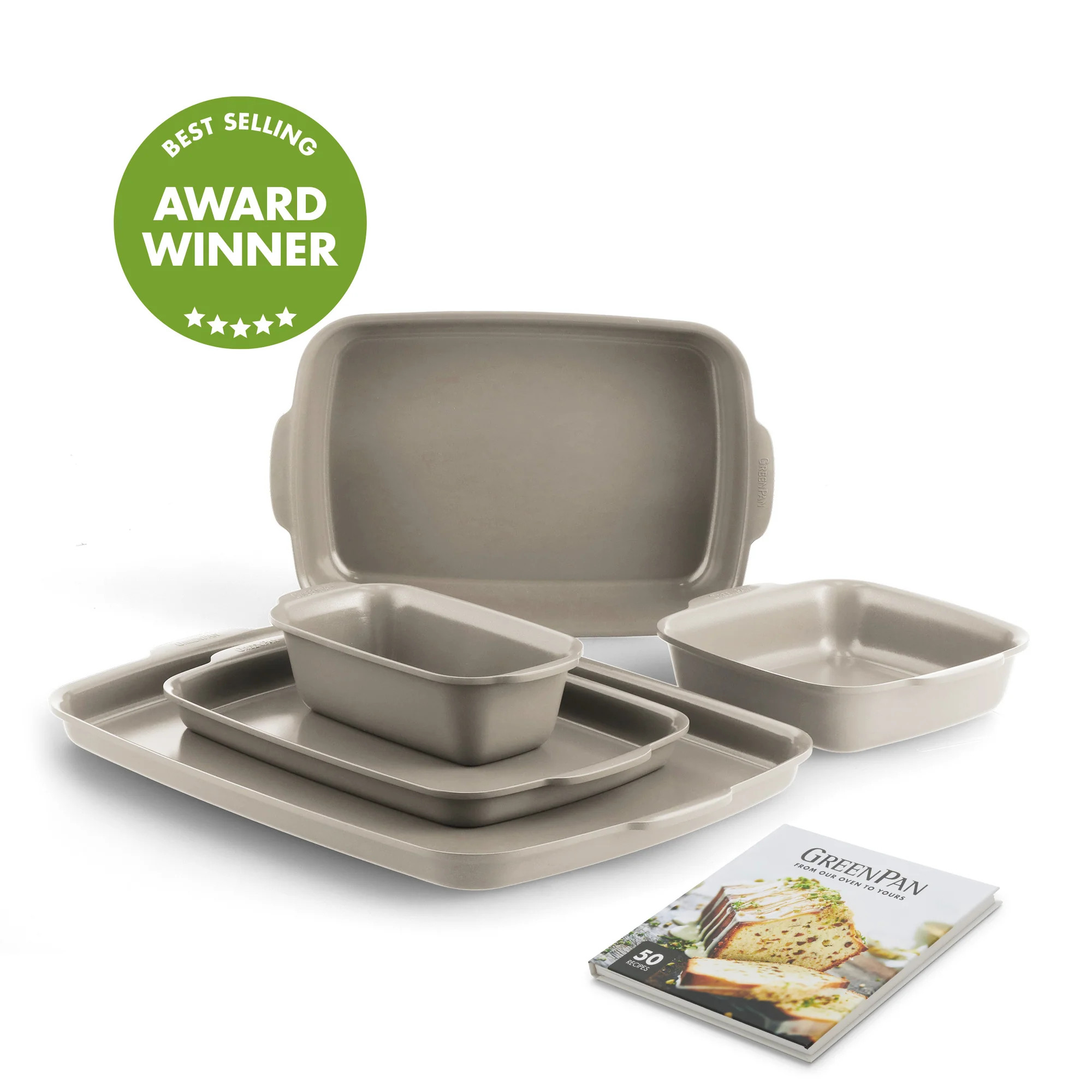 Premiere Ovenware Ceramic Nonstick 5-Piece Set | Taupe | GreenPan