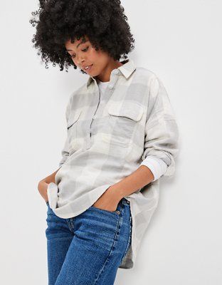 AE Oversized Pullover Flannel | American Eagle Outfitters (US & CA)