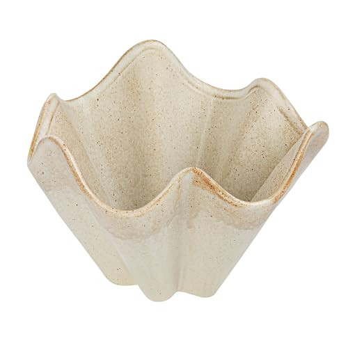 Bloomingville Round Stoneware Ruffled Bowl with Reactive Glaze, Cream | Amazon (US)