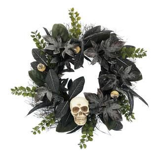 22" Black & Green Halloween Wreath with Skull by Ashland® | Michaels Stores