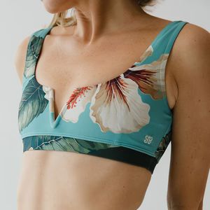 Deep V Bikini Top, Turquoise Rica | Albion Fit