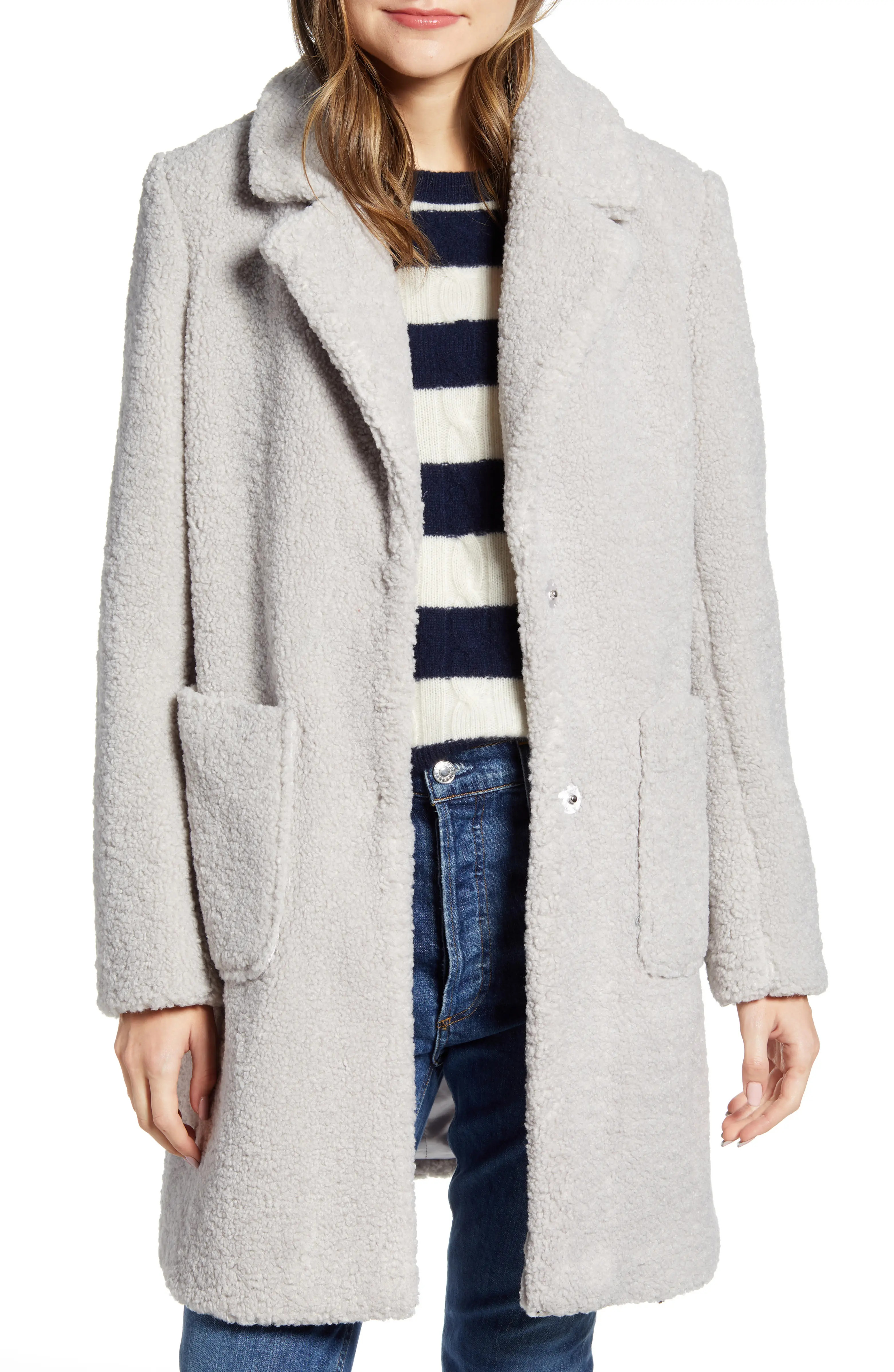 Notch Collar Faux Shearling Coat | Nordstrom