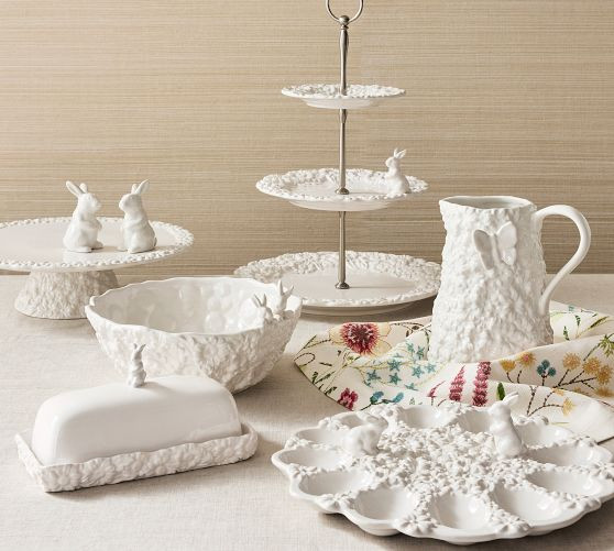 Floral Bunny Stoneware Serveware Collection | Pottery Barn (US)
