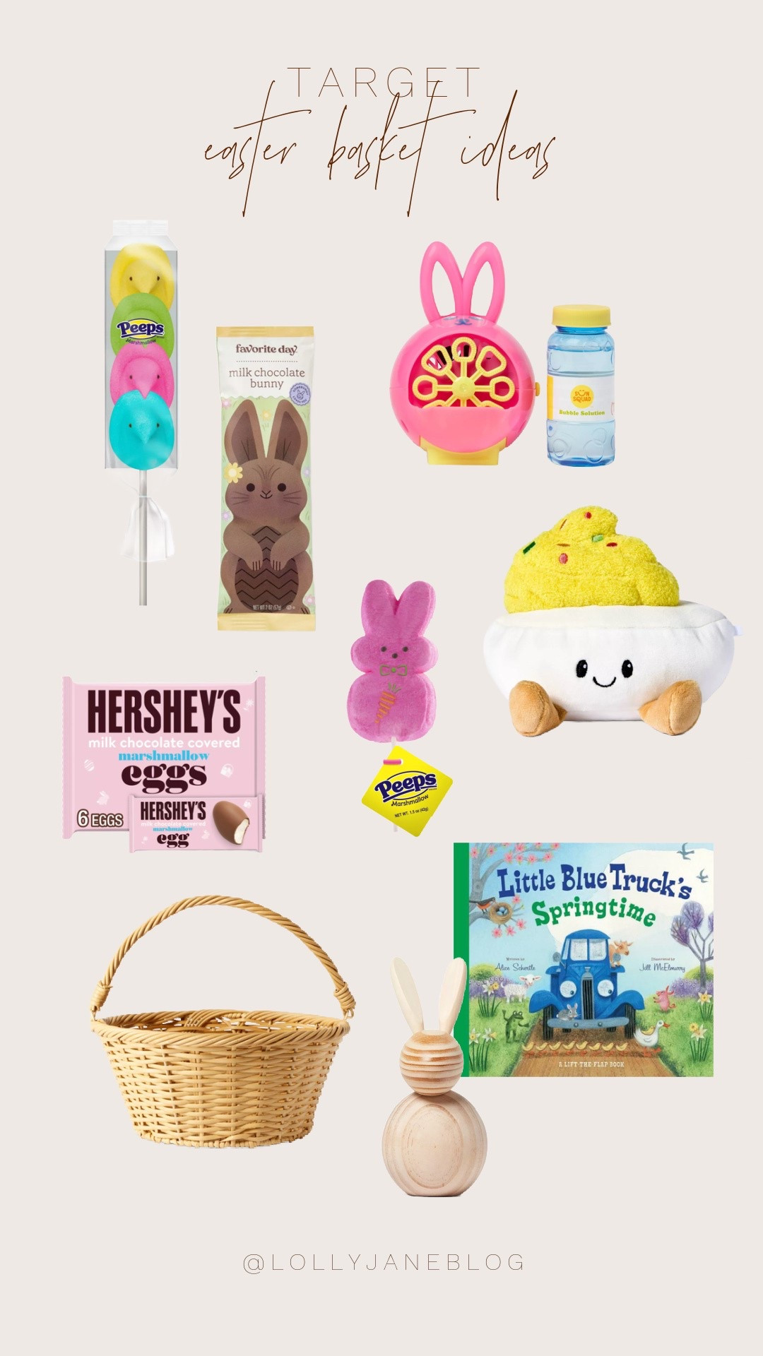Target easter basket ideas! 💕🐰

Hop into Easter fun with the sweetest finds! Fill your woven Easter basket with chocolate bunnies, marshmallow Hershey eggs, and classic Peeps for the ultimate treat-filled surprise. 🐣 Snuggle up with an adorable Peeps or deviled egg plush, add a wooden bunny for a touch of spring charm, and keep the little ones entertained with cheerful spring books. And for endless giggles? The bunny bubble maker is a must! 🫧 Stock up now and make this Easter extra magical!  #EasterMagic #SpringSurprises #HoppyEaster

#LTKSpringSale #LTKKids #LTKSeasonal