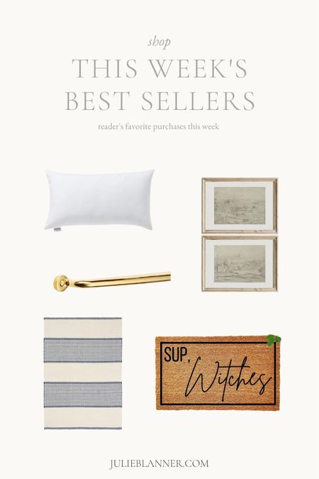 This week best sellers: Serena & Lily outdoor pillow insert, Etsy wall art, Rejuvenation drawer pull, Wayfair striped cotton area rug, and Etsy Halloween doormat. Serena & Lily home, Serena & Lily home decor, Serena & Lily home furniture, Serena & Lily sale,
Serena & Lily special pricing, Serena & Lily coastal home, coastal home decor, coastal decor, coastal house, coffee tables, coastal coffee tables, Brass knobs, Cabinet Knobs, Brass hardware, Brass pulls, Appliances pulls, home decor, home hardware, kitchen hardware, bathroom hardware, bedroom hardware, best sellers, Halloween decor.

#LTKhome #LTKSeasonal #LTKstyletip