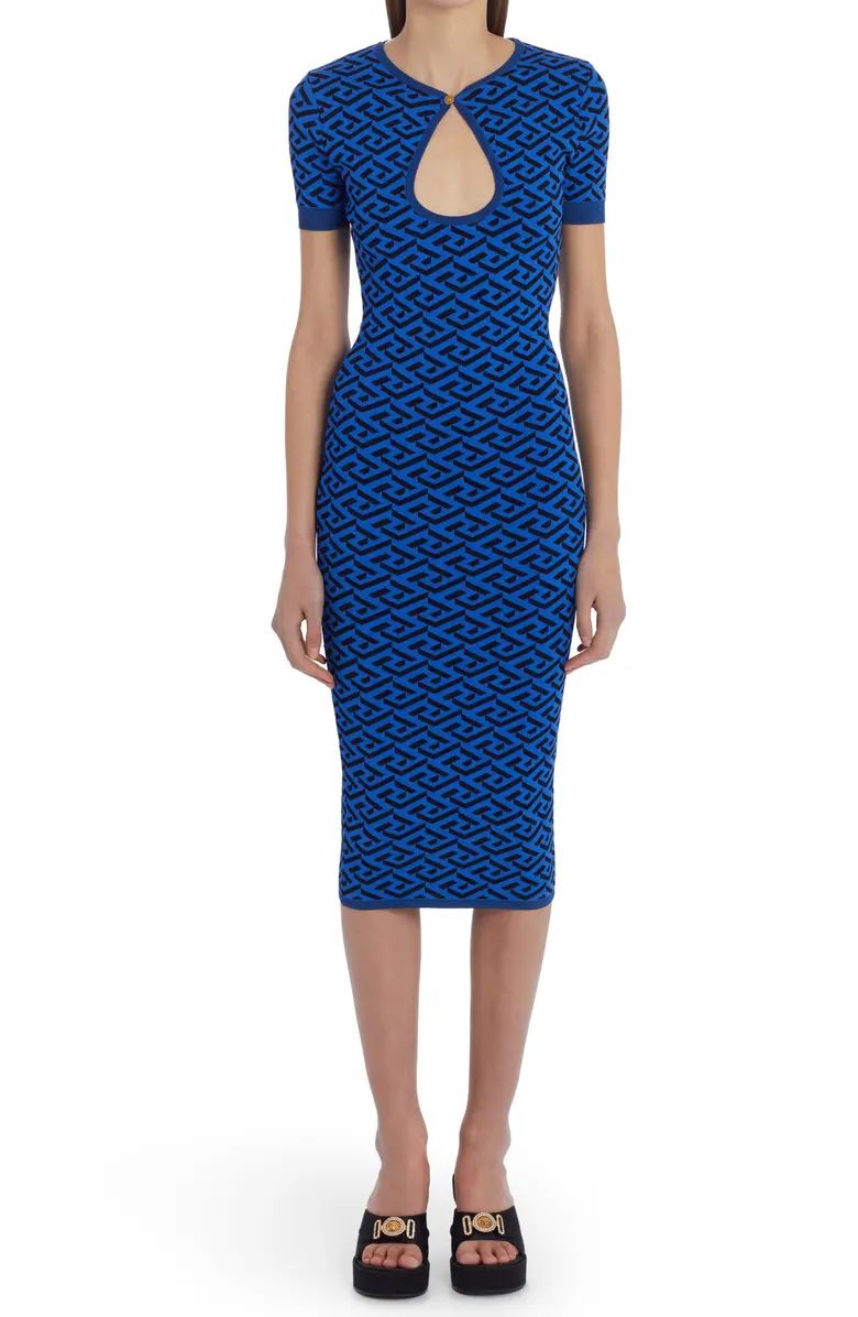 Versace La Greca Jacquard Keyhole Sweater Dress | Nordstrom | Nordstrom