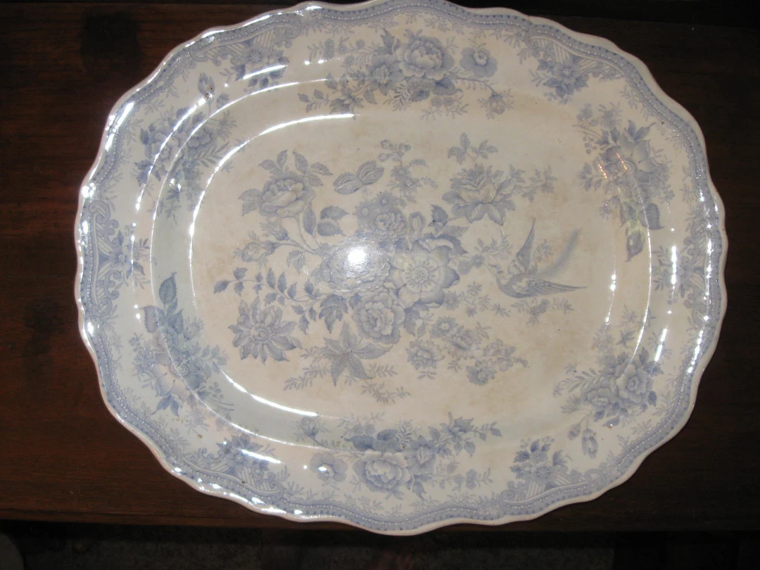 Antique 1800s Asiatic Pheasant B & L Platter  Burleigh  17 1/2" x 15"  Meat and Vegetable Platter... | Etsy (US)