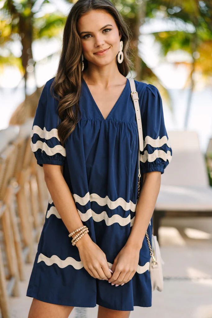 Part Of The Fun Navy Blue Babydoll Dress | The Mint Julep Boutique