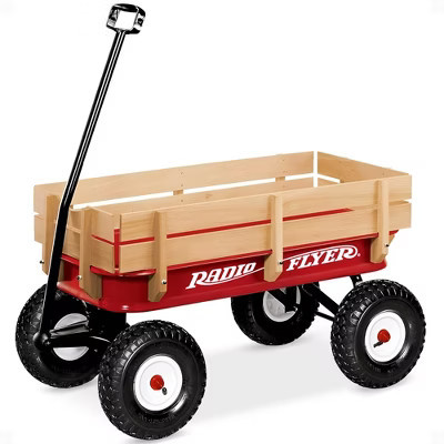Radio Flyer Full Size All Terrain Classic Steel and Wood Pull Along Wagon, Red | Target