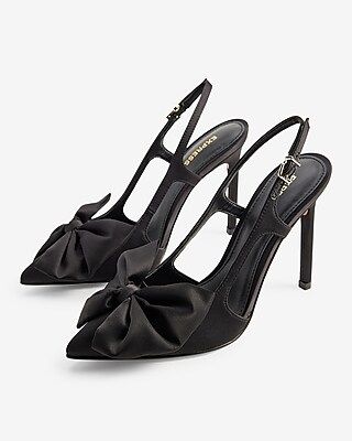 Pointed Toe Bow Slingback Heels | Express