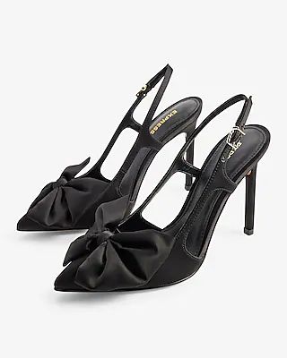 Pointed Toe Bow Slingback Heels | Express