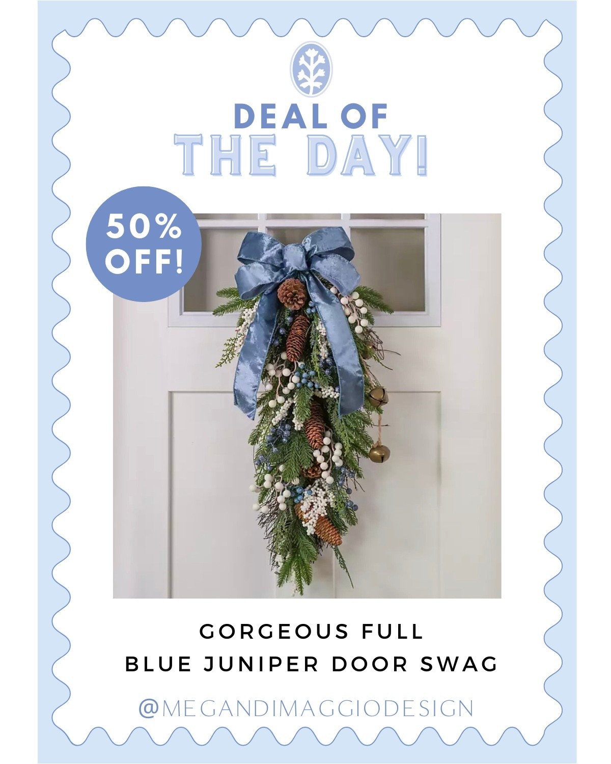 Wow!! This juniper door swag is gorgeous with this blue bow, pinecones and berries!! Snag it now on sale for 50% OFF!! 👏🏻👏🏻👏🏻

#LTKSaleAlert #LTKHome #LTKHoliday