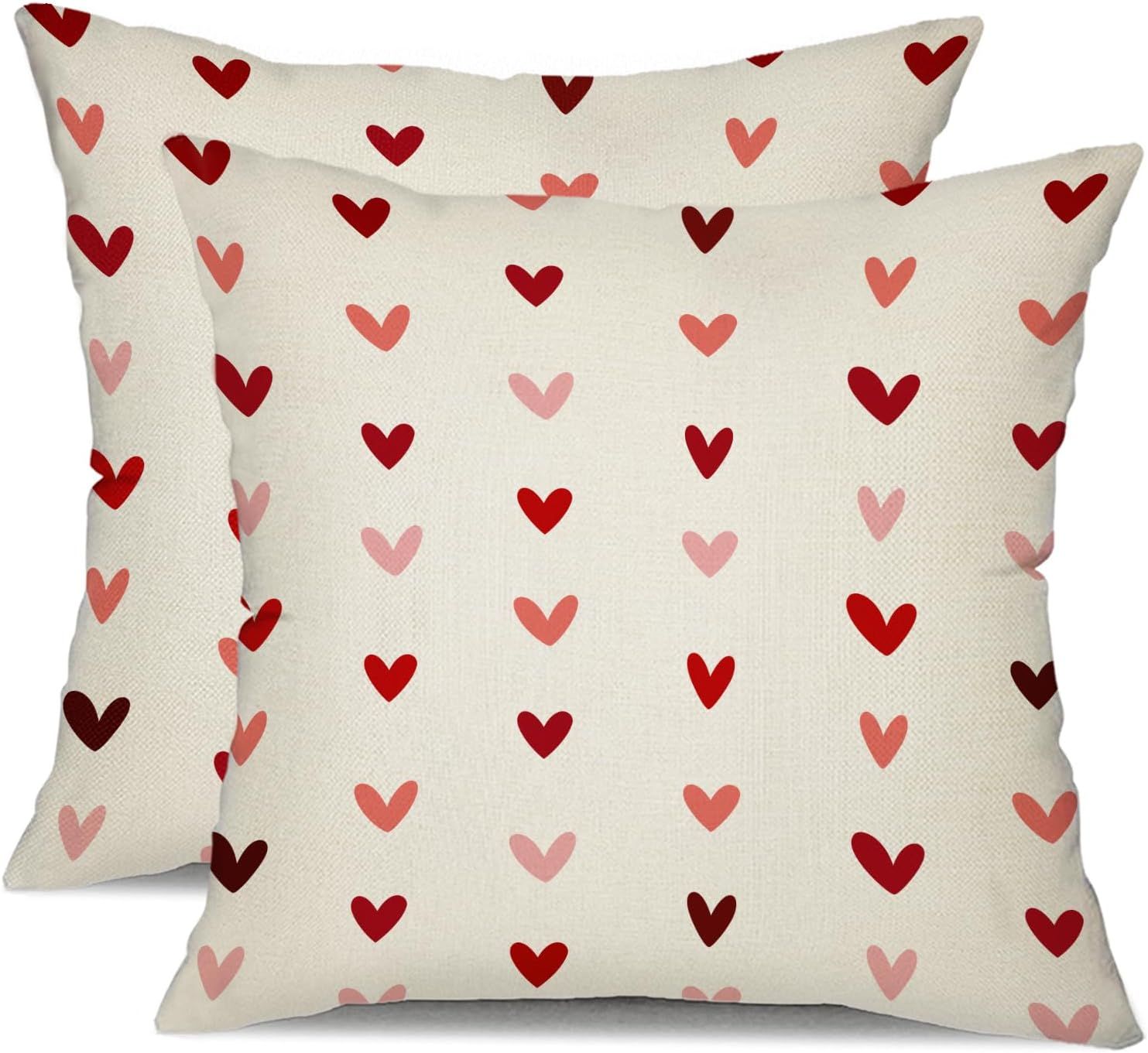 DFXSZ Valentine's Day Pillow Covers 18x18 Inch Set of 2 Small Red Pink Hearts Decor White Throw P... | Amazon (US)