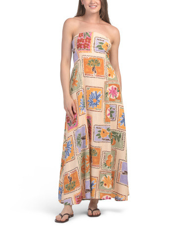 Linen Blend Printed Sleeveless Midi Dress | TJ Maxx