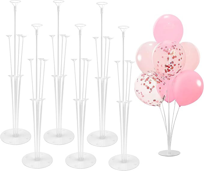 6 Sets Balloon Sticks with Base for Table Balloon Stand Kit Balloon Stands with Base for Floor Ba... | Amazon (US)