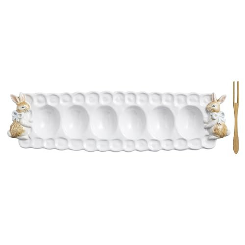 Mud Pie Easter Small Bunny Deviled Egg Tray and Fork Set | Amazon (US)