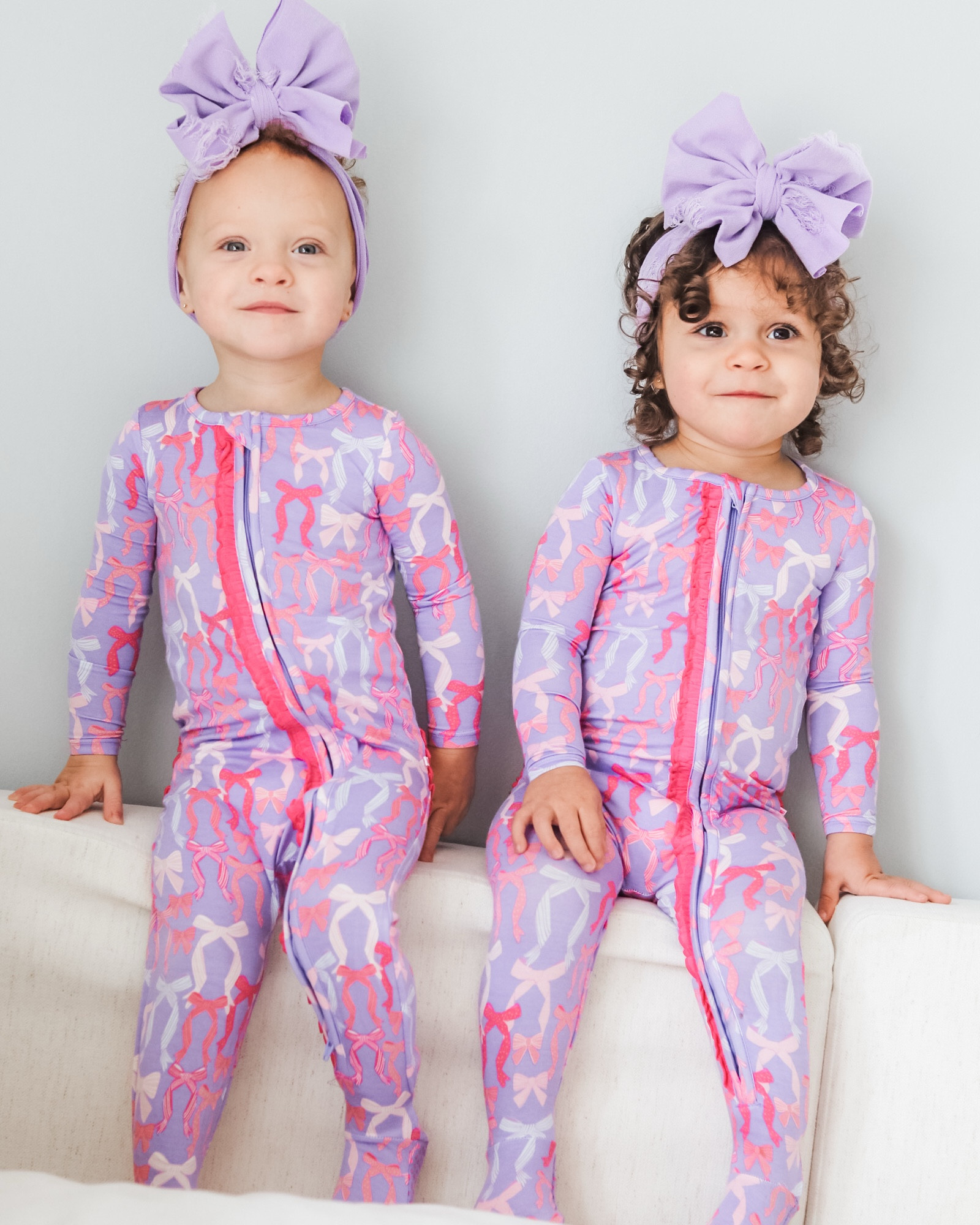 Bows on bows on bows 🎀 💜 we love these soft stretchy bamboo pajamas from ruffle butts! And they’re on sale right now 🏃‍♀️ 

#LTKBaby #LTKSaleAlert #LTKKids