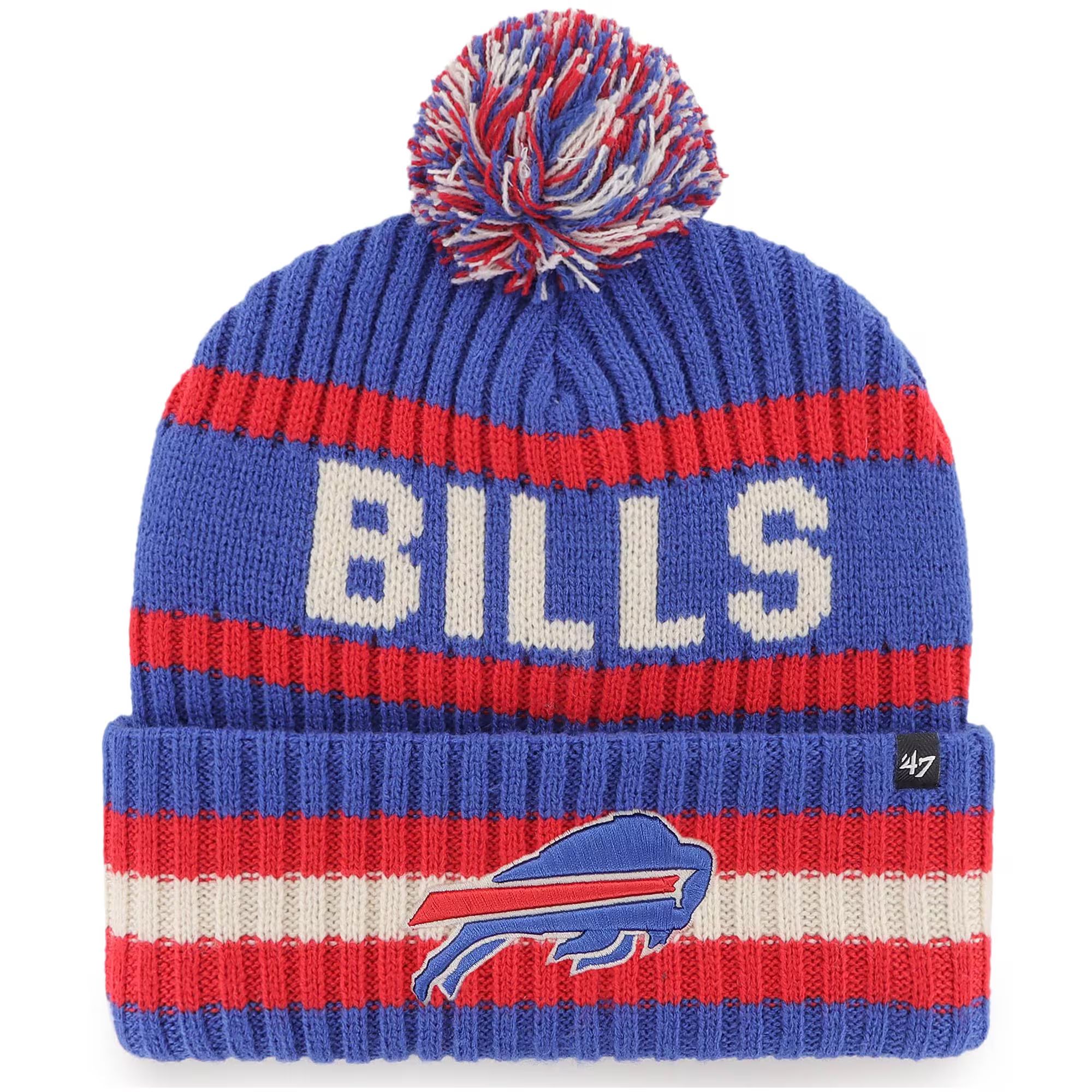 Men's Buffalo Bills '47 Royal Bering Cuffed Knit Hat with Pom | NFL Shop