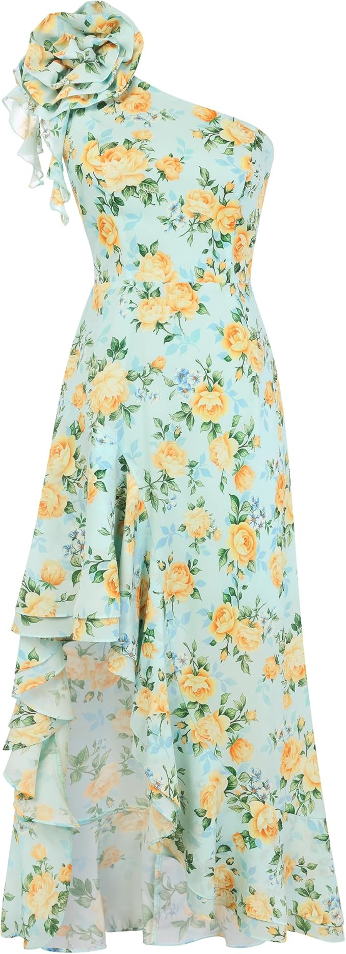 GRACE KARIN Womens Summer One Shoulder Sleeveless Dresses Floral Flowy Ruffle High Low Wedding Gu... | Amazon (US)