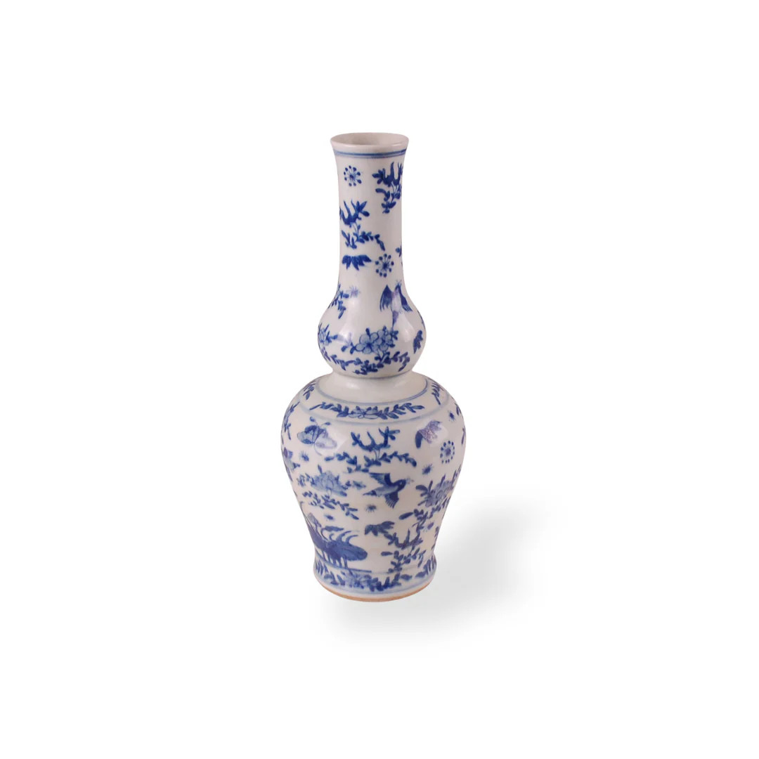 Blue and White Flower and Bird Vase | Paloma & Co.