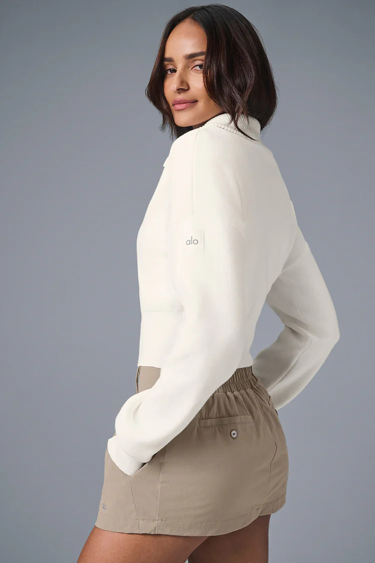 Scholar Knit Cropped Full Zip Jacket | Alo Yoga (US)