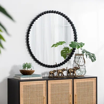 Circle Mirror with Metal Beaded Frame | Wayfair North America
