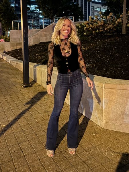 About last night - hanging in my fave free people denim and super versatile lace top that I’ve been able to wear so much more than I even thought! Yeehaw Nashville! 

#LTKfindsunder100 #LTKstyletip