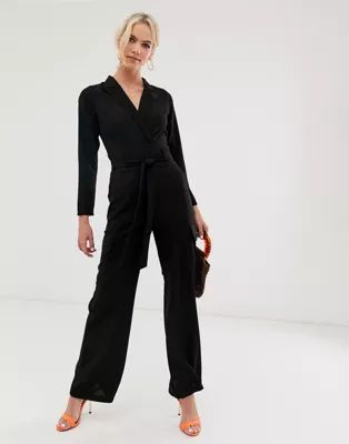 ASOS DESIGN long sleeve tux jumpsuit with pocket detail | ASOS US