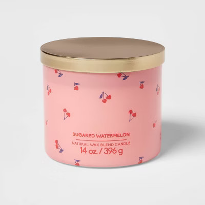 3-Wick Glass Jar Candle with Lid Sugared Watermelon 14oz - Room Essentials™ | Target