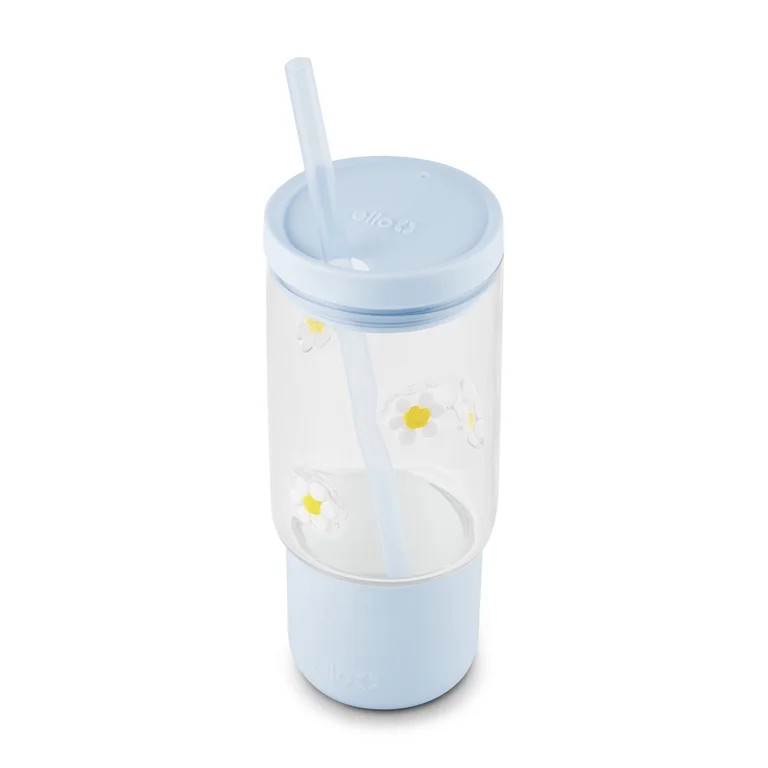 Ello Charmed 18oz Glass Tumbler , Daisies | Walmart (US)