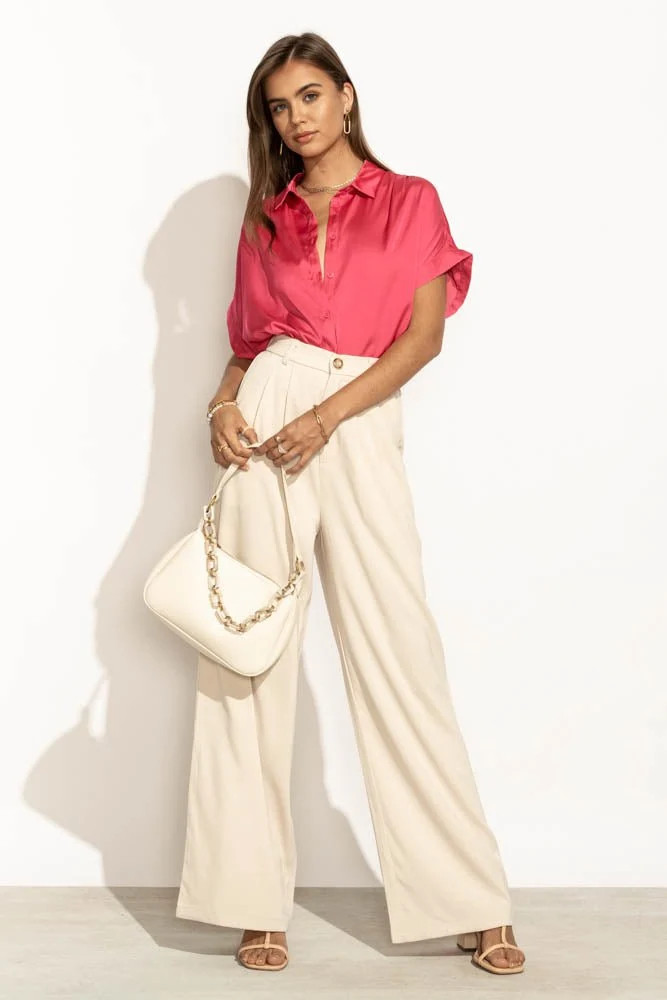 Mary Button Down Top in Pink - XS / Pink - böhme | Böhme US