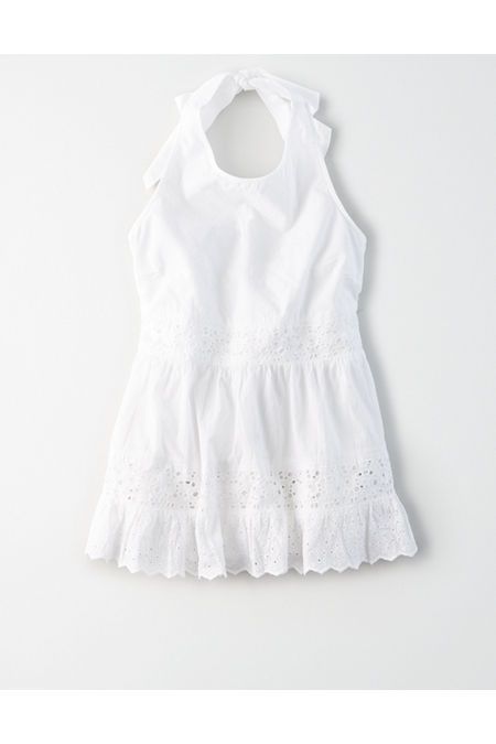 AE Lace Halter Babydoll Top Women's White L | American Eagle Outfitters (US & CA)