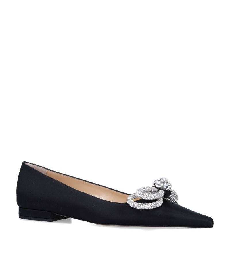 MACH & MACH Satin Double Bow Flat Mules | Harrods
