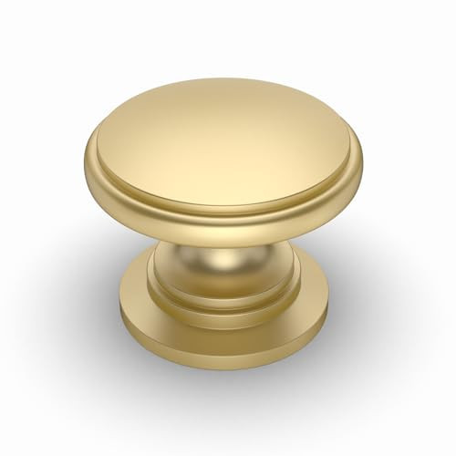 Amerdeco 10 Pack 1-1/4 inch Kitchen Cabinet Knobs Brushed Gold Cabinet Knobs Bedroom Dresser Gold Round Drawer Knobs Single Hole Cabinet Pulls… | Amazon (US)