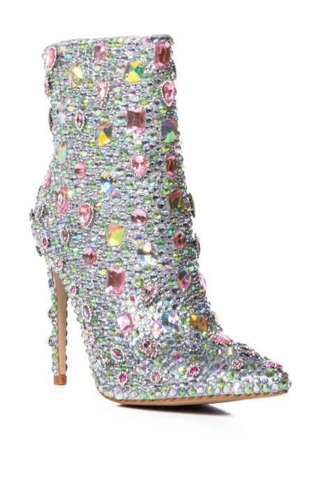 ARNICA-PINK JEWELED STILETTO BOOTIE | Azalea Wang