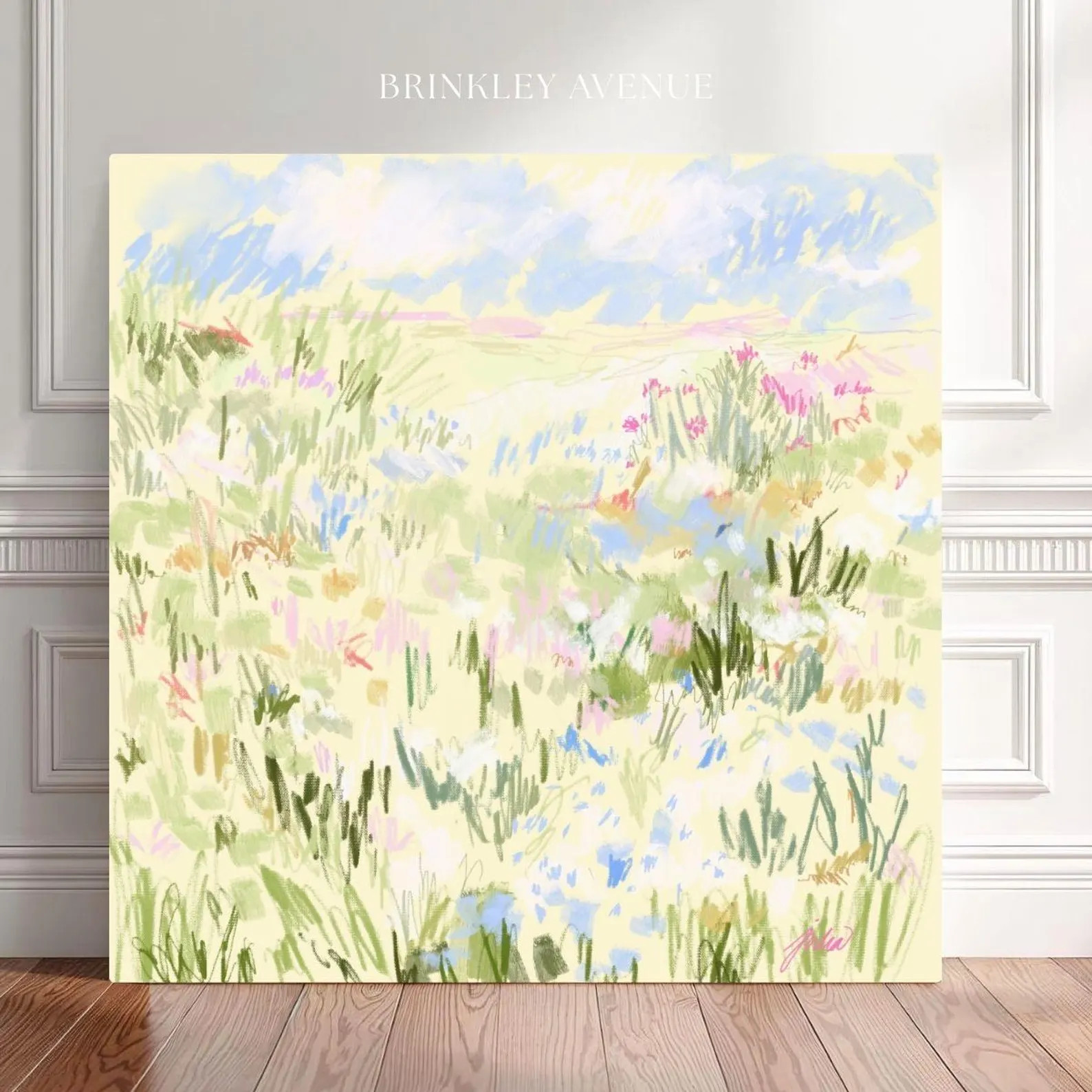 Contemporary Floral Meadow Abstract Painting | Grandmillennial Pastel Meadow Art | Wildflower Ske... | Etsy (US)