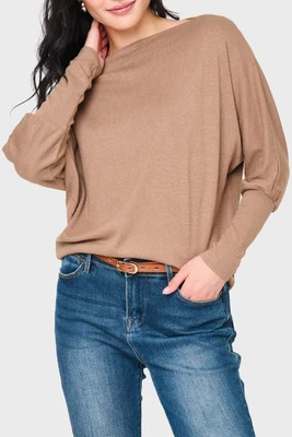 Slouchy Luxe Open Neck Sweater | Gibsonlook