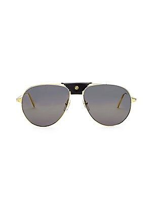 59MM Leather-Trim Aviator Sunglasses | Saks Fifth Avenue