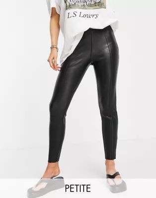 Topshop Petite faux leather leggings in black | ASOS (Global)