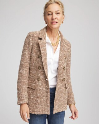 Women's Tweed Double-Breasted Blazer in Brown | Chico's | Chico's