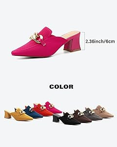 NEWBELLA Women's Knit Pointed Toe Chunky Heel Mules, Comfortable Slip-On Sandals for Business and... | Amazon (US)