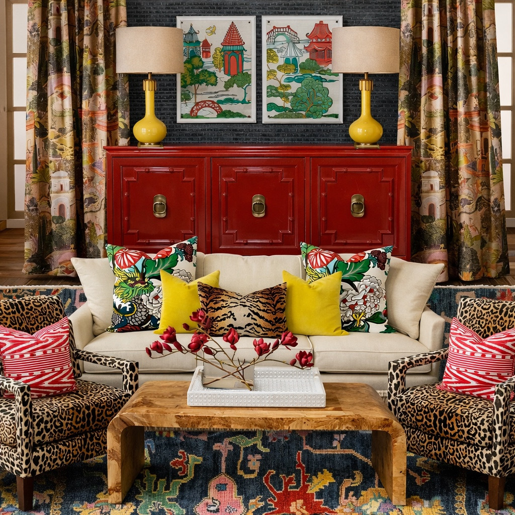Bold, classic, and a little bit fearless ✨🐆
This formal living room is proof that traditional doesn’t have to mean boring. Layered patterns, rich color, and timeless silhouettes come together for a space that feels collected, confident, and full of personality. Leopard, lacquer, chinoiserie, and a pop of chartreuse? Always a yes in my book.

Shop the look + similar finds linked 💛🖤

#LTKmomlife #LTKOver40 #LTKHome