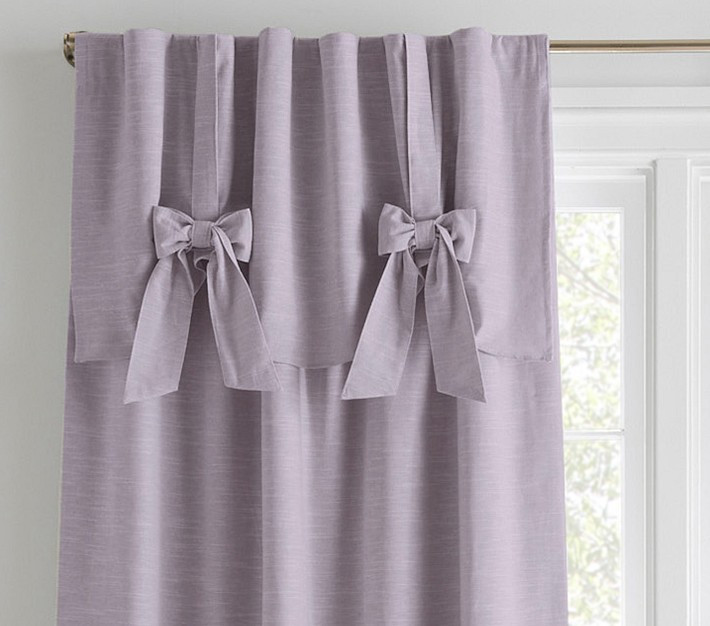 Evelyn Linen Blend Bow Valance Blackout Curtain Panel | Pottery Barn Kids