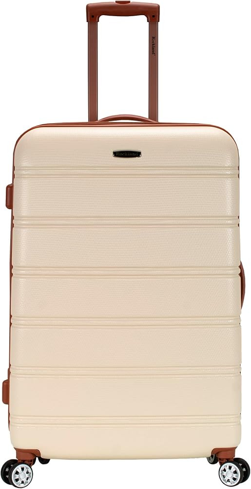 Rockland Melbourne Hardside Expandable Spinner Wheel Luggage, White, Checked-Large 28-Inch | Amazon (US)