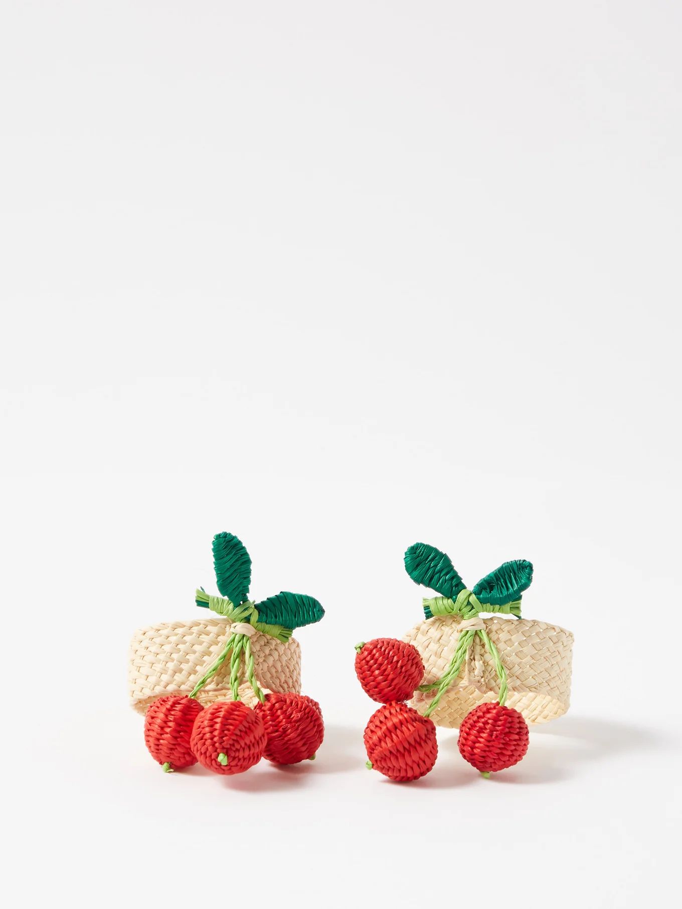 Set of two cherry raffia napkin rings | Matches (US)