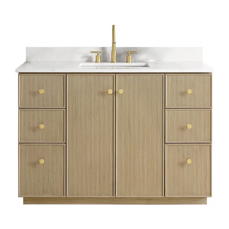 Temar 48'' Free Standing Single Bathroom Vanity with Calacatta Quartz Top | Wayfair North America