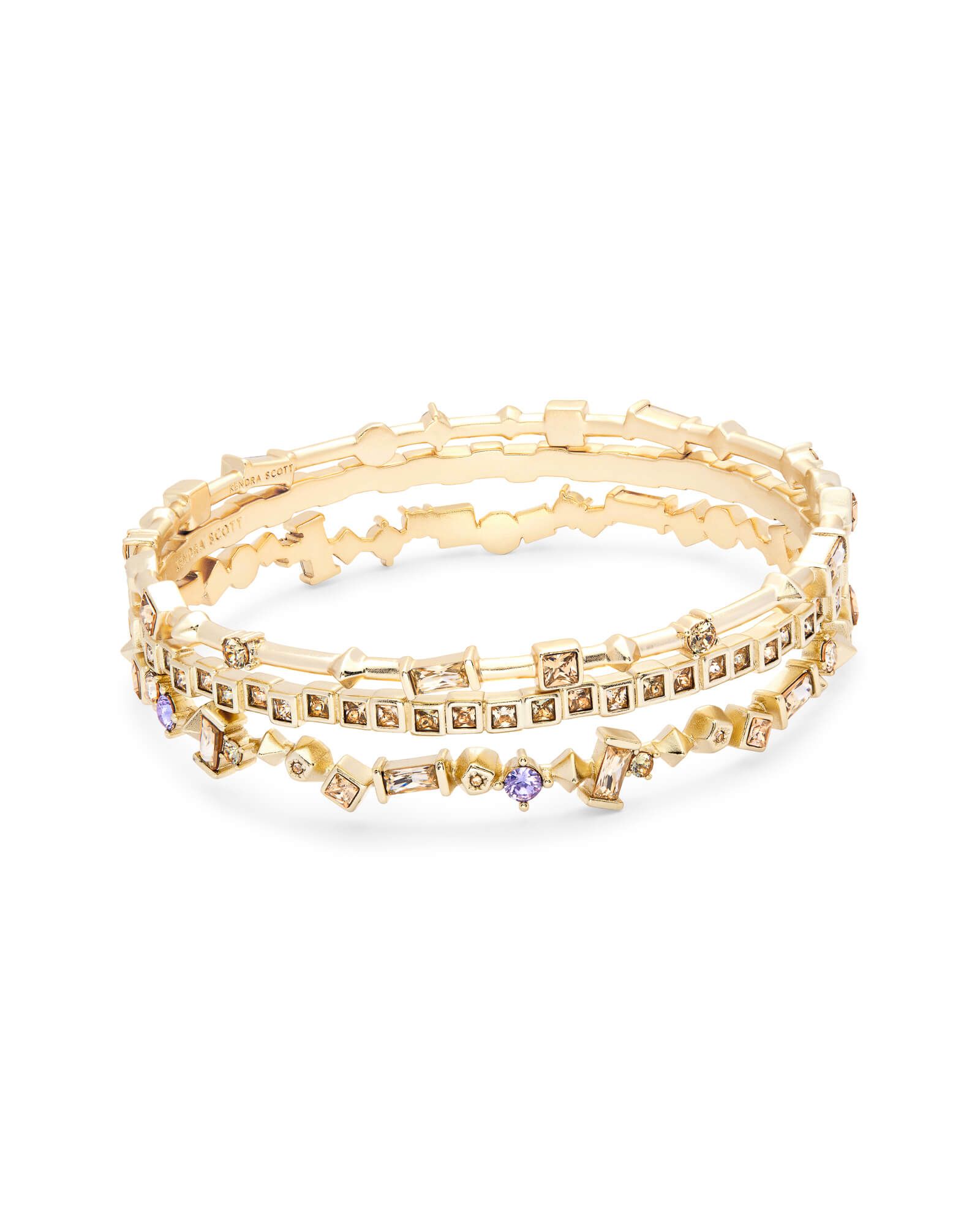 Malia Gold Bangle Bracelet Set in Smoky Mix | Kendra Scott