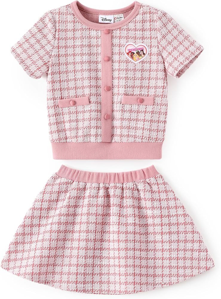 Disney Frozen Elsa Stitch Princess Moana Minnie Toddler Girl 2 Piece Outfit Kid Pearl Button Knit... | Amazon (US)